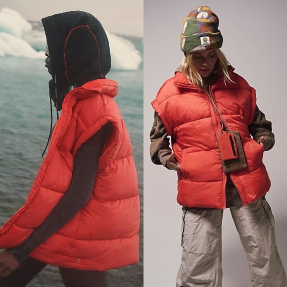 Free People Movement In A Bubble Puffer Vest in Coral Sun